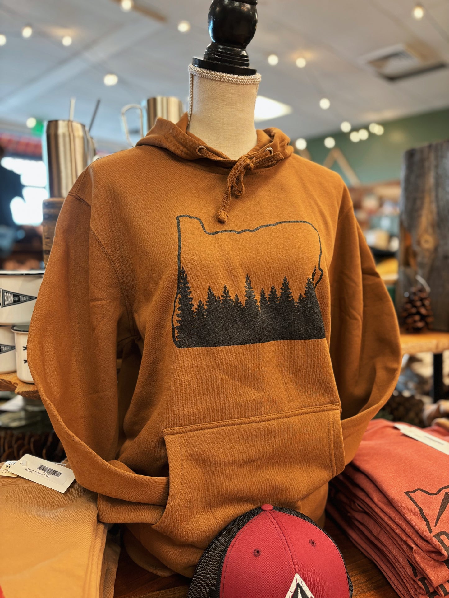 Oregon Outline with Trees Hoodie