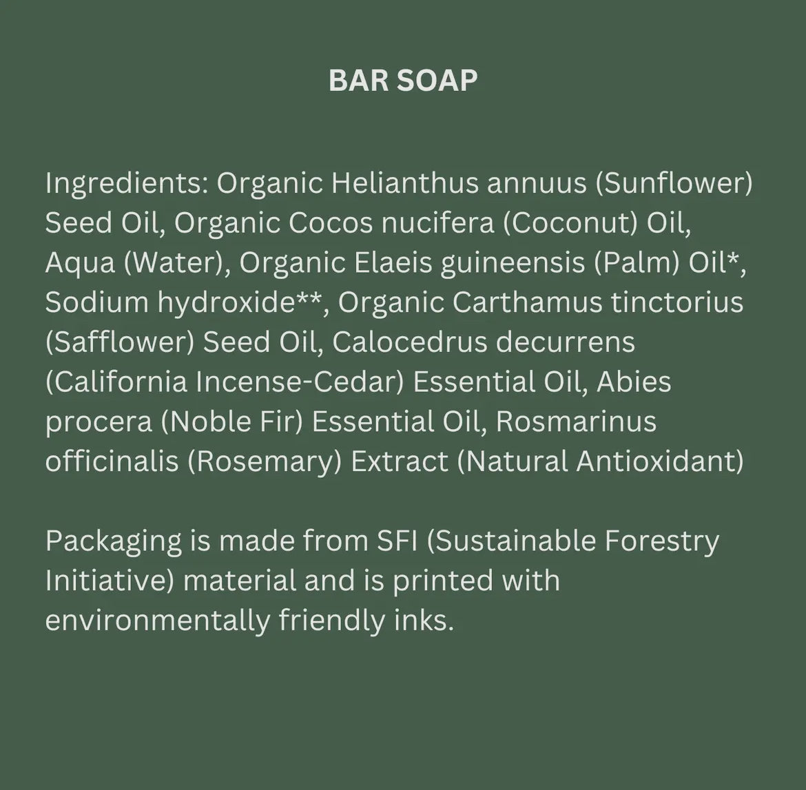 Redwood Mist Organic Bar Soap