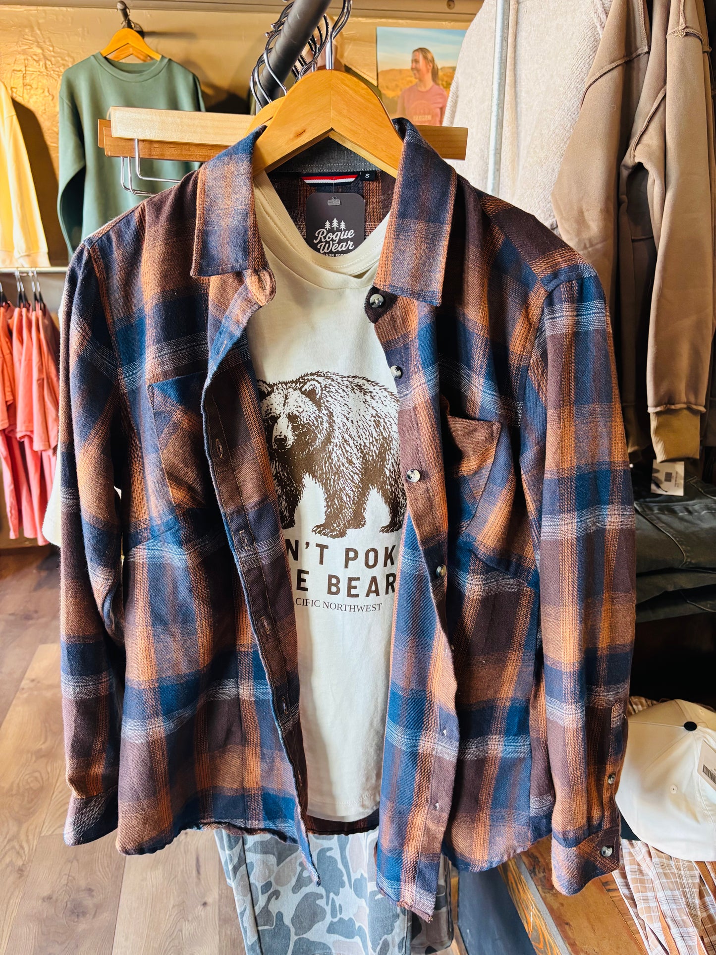 Women’s Rust & Blue plaid Flannel.
