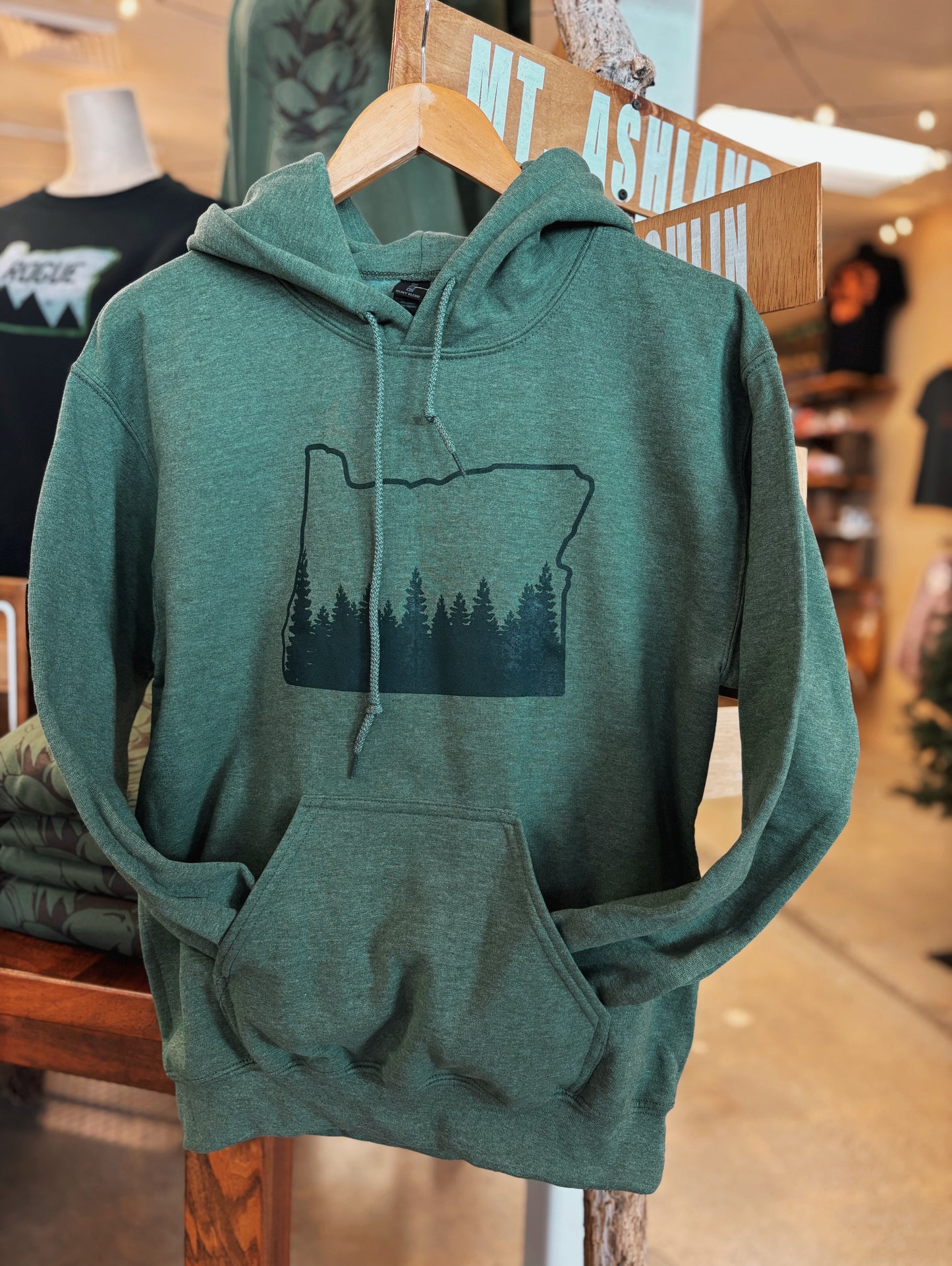 Oregon Outline with Trees Hoodie