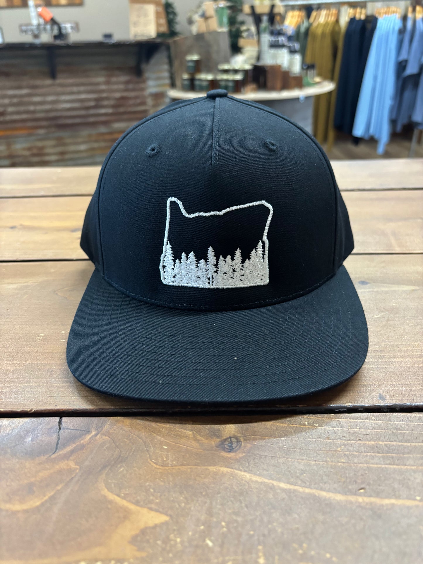 Oregon Outline with Trees Flat Bill