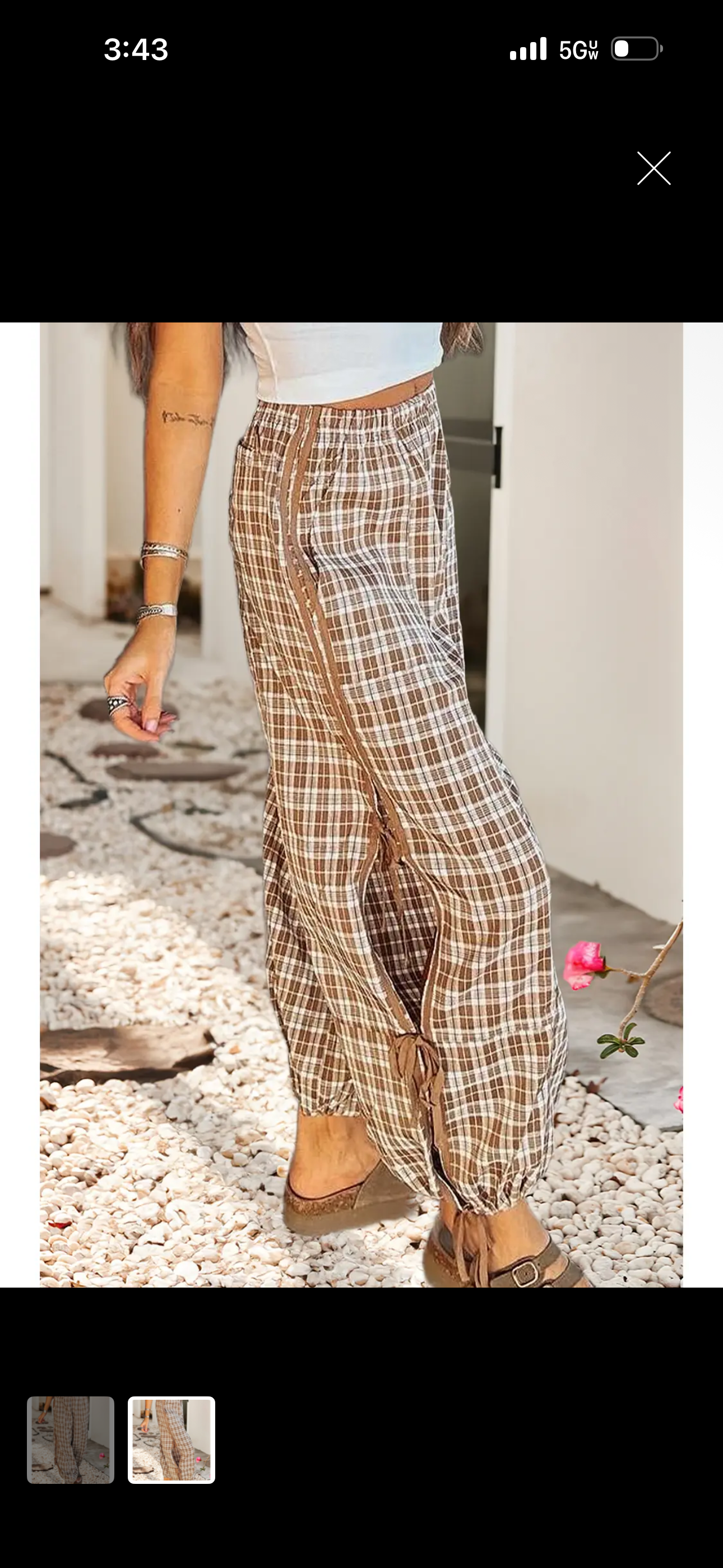Plaid Side Tie Jogger Pants