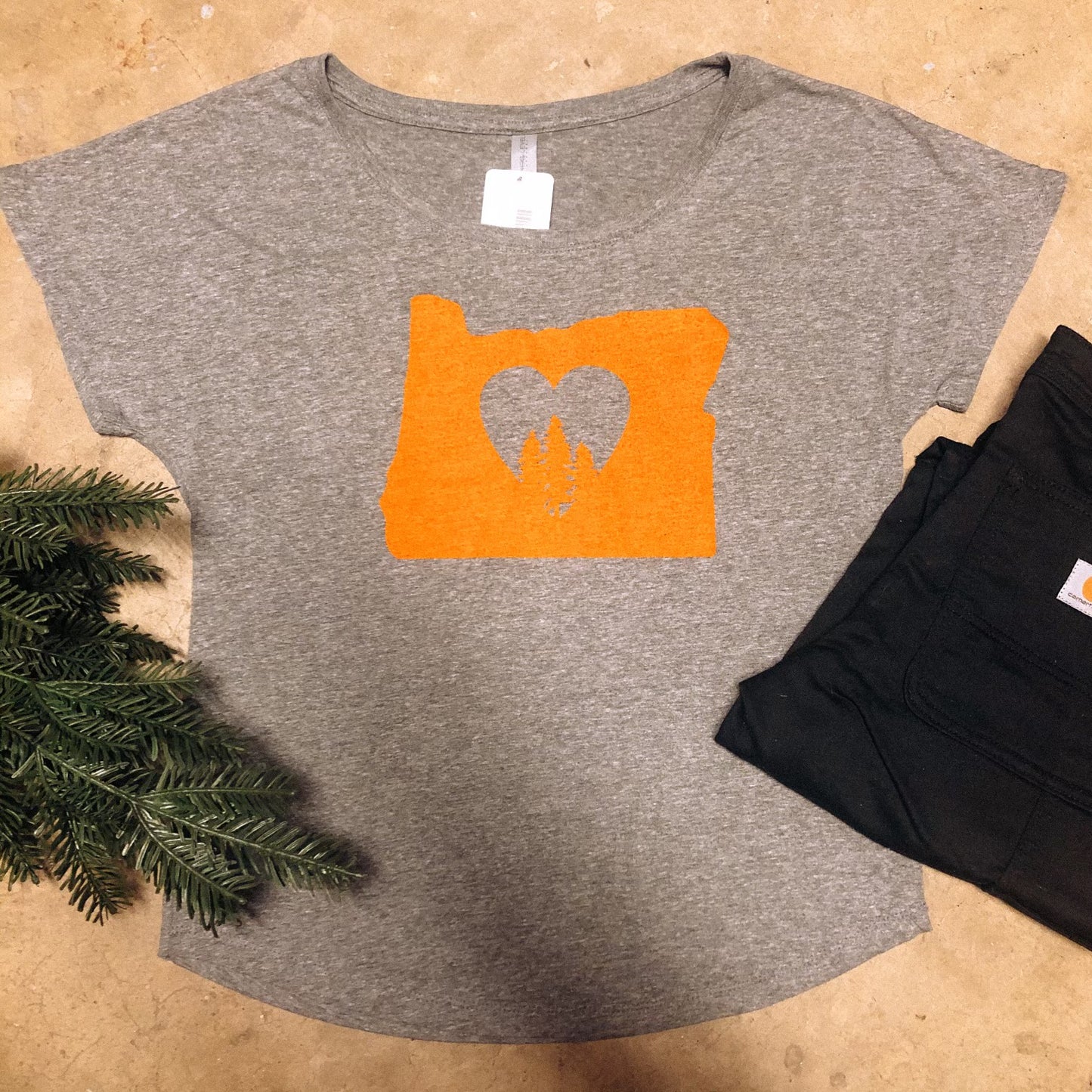 Oregon Heart with Trees Scoop Neck