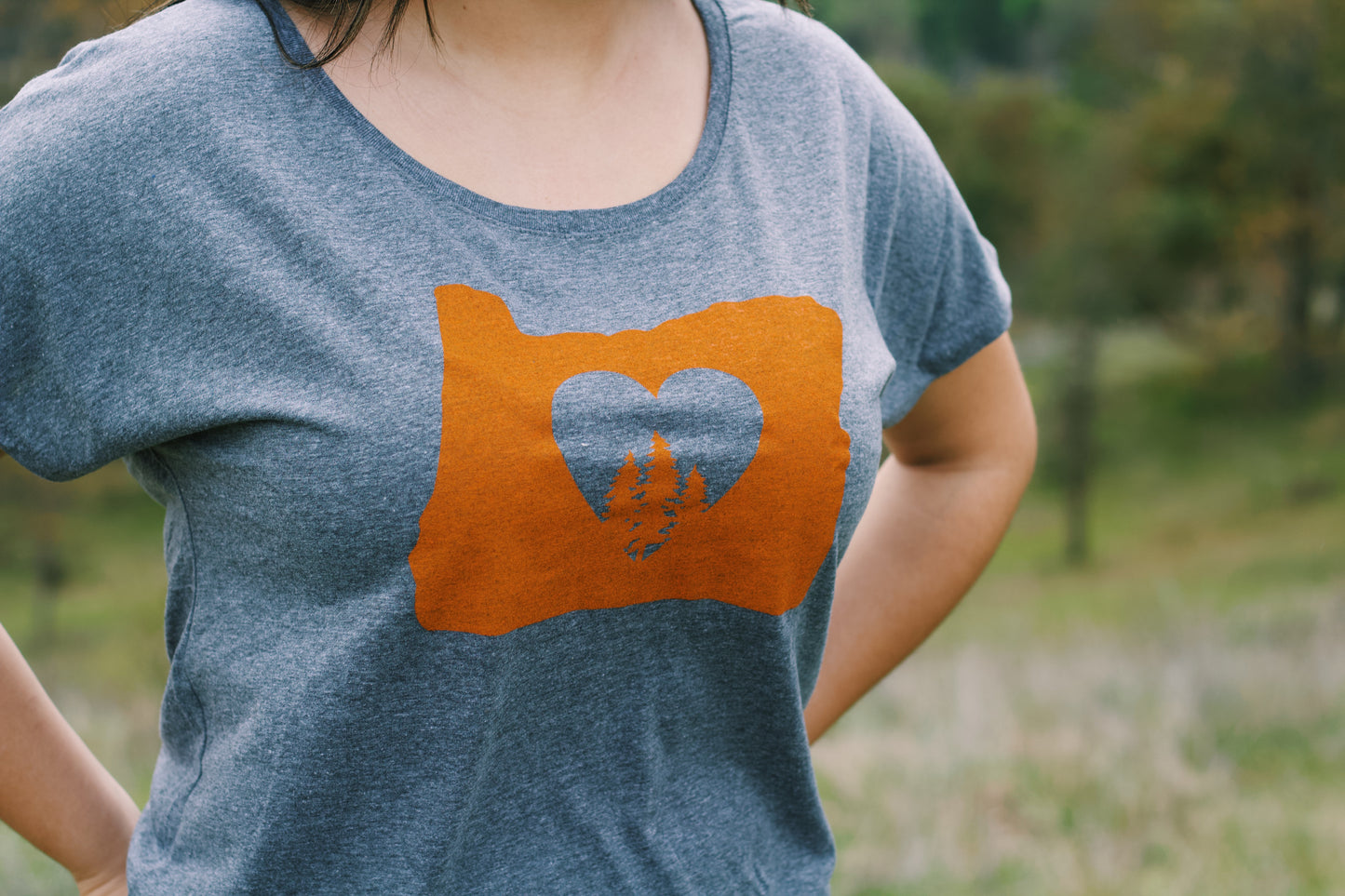 Oregon Heart with Trees Scoop Neck