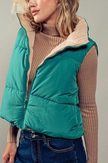 Reversible Cropped Puff Vest