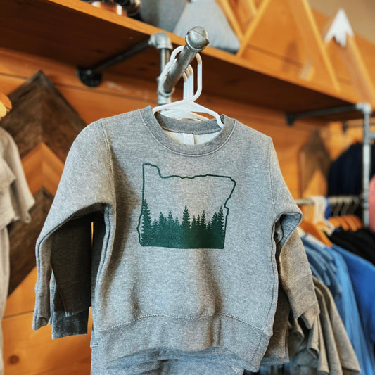 Oregon Outline with Trees Toddler Crew Sweatshirt