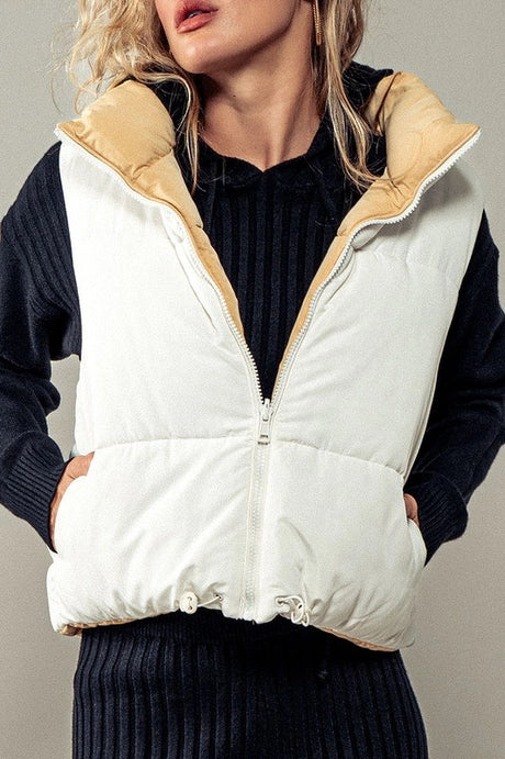 Reversible Cropped Puff Vest