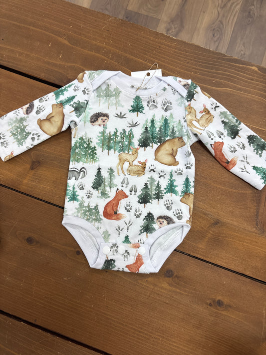 Woodland friends, baby body suit