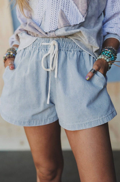 Pinstripe Denim Shorts