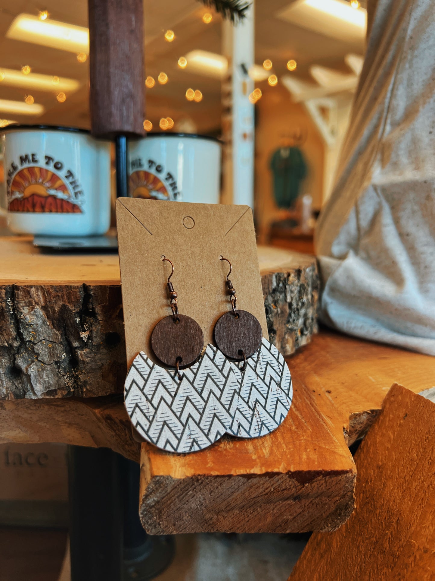 Crescent Wood Earrings