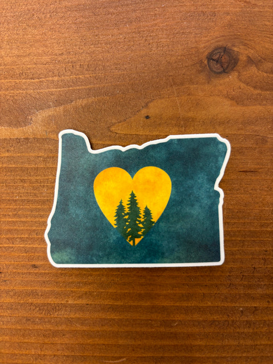 Oregon Heart & Pines Sticker