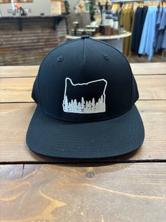 Oregon Outline with Trees Flat Bill