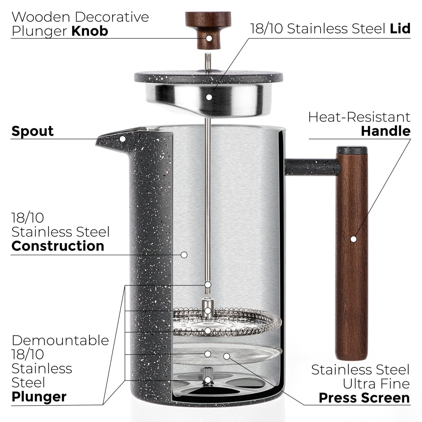 Speckled Stainless Steel French Press