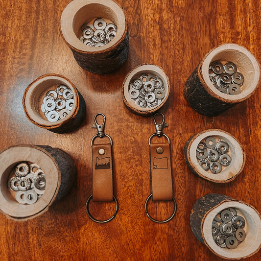Oregon Leather Keychains w/ Tokens